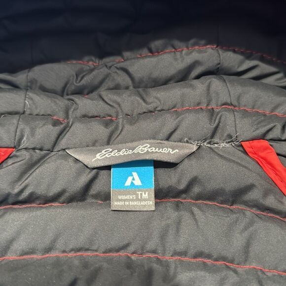 Eddie Bauer Red First Ascent Hooded Down Puffer Zip Jacket Coat Womens TM Tall M - Picture 4 of 10